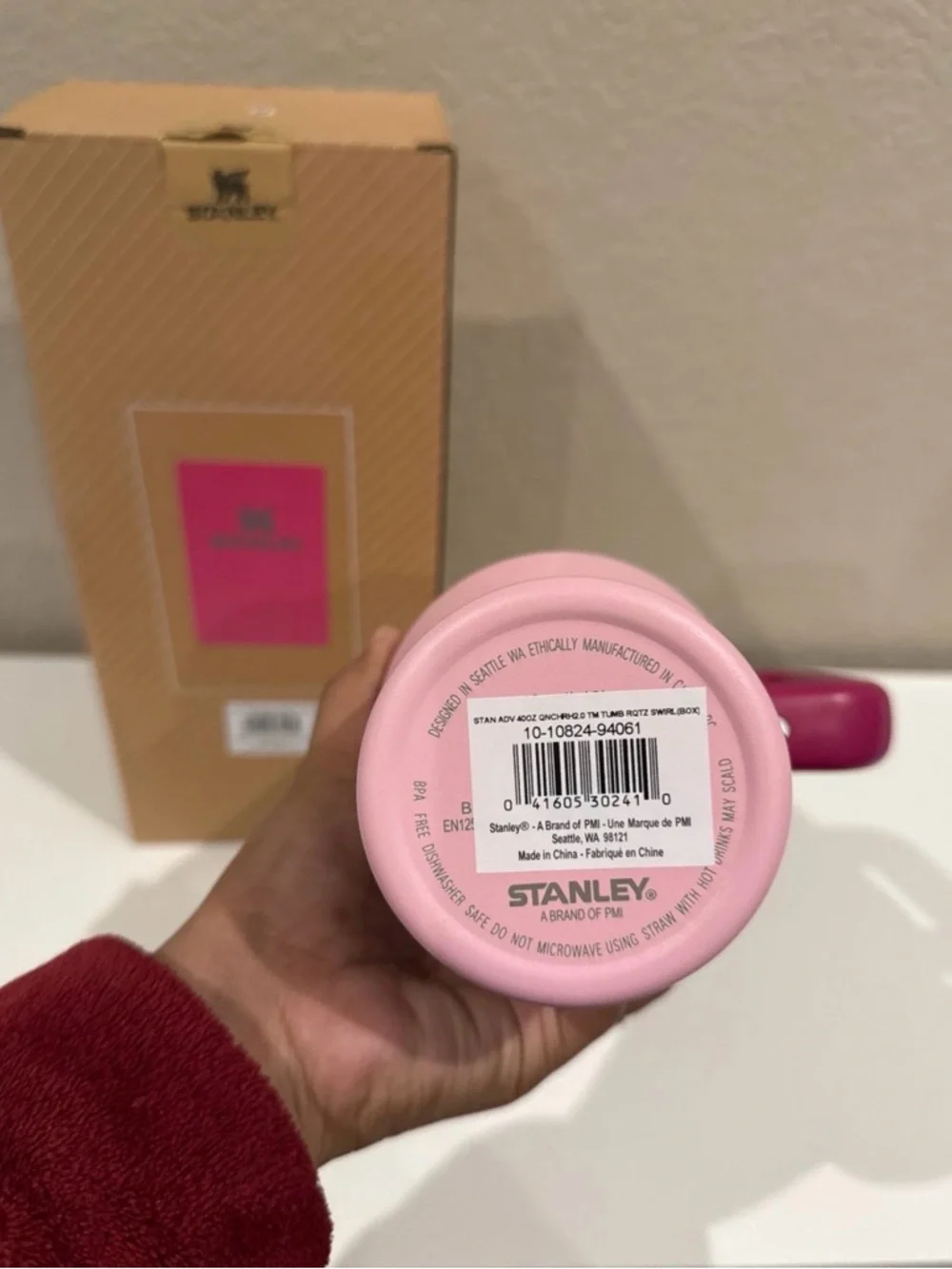 Stanley Pink Tumbler with Magenta Handle - Picture 3 of 6